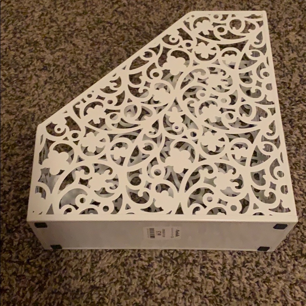 White floral letter organizer